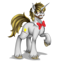 Size: 2000x2000 | Tagged: safe, artist:shamy-crist, oc, oc only, oc:arboreal shelter, pony, unicorn, beard, bowtie, facial hair, glasses, high res, male, simple background, solo, stallion, transparent background