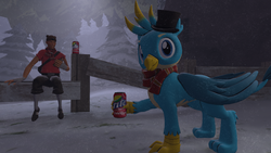Size: 1280x720 | Tagged: safe, artist:philly cheesesteak, gallus, g4, 3d, scout, source filmmaker, sprite cranberry, team fortress 2, winter
