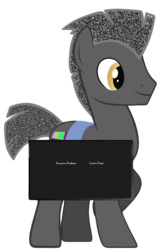 Size: 800x1243 | Tagged: safe, alternate version, oc, oc only, oc:end credicts, earth pony, pony, 2019 community collab, derpibooru, derpibooru community collaboration, 1000 hours in ms paint, accessory, meta, png, simple background, solo, transparent background, tv screen
