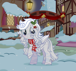 Size: 1280x1201 | Tagged: safe, artist:dianamur, oc, oc only, pegasus, pony, clothes, deviantart watermark, female, holly, mare, obtrusive watermark, scarf, solo, watermark