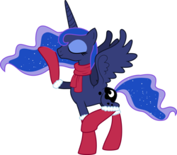 Size: 4199x3675 | Tagged: safe, artist:wissle, princess luna, alicorn, pony, g4, clothes, eyes closed, female, high res, luna day, mare, pose, scarf, simple background, socks, solo, transparent background, vector