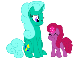 Size: 1410x1080 | Tagged: safe, artist:徐詩珮, glitter drops, oc, oc:betty pop, alicorn, pony, unicorn, g4, my little pony: the movie, base used, female, filly, glittercorn, magic, magical lesbian spawn, mother and daughter, next generation, offspring, parent:glitter drops, parent:tempest shadow, parents:glittershadow, simple background, transparent background