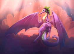 Size: 1600x1167 | Tagged: safe, artist:woofmaple, spike, spike's fake mother, dragon, anthro, g4, dragoness, female, rule 63, solo, wings