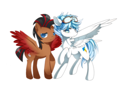 Size: 1133x876 | Tagged: artist needed, source needed, safe, oc, oc only, pegasus, pony, 2019 community collab, derpibooru community collaboration, duo, simple background, transparent background