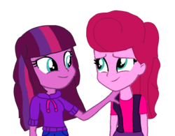 Size: 1388x1080 | Tagged: safe, artist:徐詩珮, oc, oc:betty pop, oc:eany sparkle, equestria girls, g4, my little pony: the movie, equestria girls-ified, half-siblings, magical lesbian spawn, next generation, offspring, parent:glitter drops, parent:tempest shadow, parent:twilight sparkle, parents:glittershadow, parents:tempestlight, simple background, transparent background