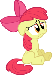 Size: 3985x5761 | Tagged: safe, artist:scrimpeh, apple bloom, earth pony, pony, call of the cutie, g4, blank flank, cute, female, filly, sad, sadorable, simple background, sitting, solo, transparent background, vector