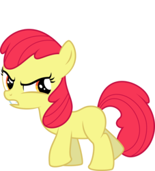 Size: 6000x6598 | Tagged: safe, artist:yetioner, edit, editor:slayerbvc, vector edit, apple bloom, earth pony, pony, g4, absurd resolution, accessory-less edit, adorabloom, angry, cute, female, filly, looking back, madorable, missing accessory, simple background, solo, transparent background, vector