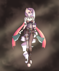 Size: 2500x3000 | Tagged: safe, artist:alicekvartersson, oc, oc only, oc:sumac spirit, unicorn, anthro, unguligrade anthro, anthro oc, breasts, cleavage, clothes, cloven hooves, commission, fantasy class, female, high res, mare, solo, warrior