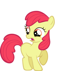 Size: 4798x4781 | Tagged: safe, artist:lilcinnamon, edit, editor:slayerbvc, vector edit, apple bloom, earth pony, pony, g4, absurd resolution, accessory-less edit, female, filly, missing accessory, raised hoof, solo, vector, worried