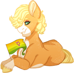 Size: 761x750 | Tagged: safe, artist:edgeyboiss, applejack, earth pony, pony, g4, alternate design, female, flag, herm, intersex, lgbt headcanon, mare, pride, pride flag, simple background, smiling, transparent background