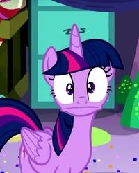 Size: 720x899 | Tagged: safe, screencap, twilight sparkle, alicorn, pony, g4, party pooped, :|, cabinet, cropped, faic, horn, looking at you, party cave, shocked, twilight sparkle (alicorn)
