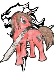 Size: 180x240 | Tagged: artist needed, safe, pony, final fantasy, final fantasy viii, gunblade, ponified, squall leonhart