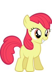 Size: 3523x4865 | Tagged: safe, artist:lilcinnamon, edit, editor:slayerbvc, vector edit, apple bloom, earth pony, pony, g4, accessory-less edit, female, filly, grin, missing accessory, simple background, smiling, solo, transparent background, vector