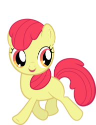 Size: 3223x4178 | Tagged: safe, artist:redpandapony, edit, editor:slayerbvc, vector edit, apple bloom, earth pony, pony, g4, accessory-less edit, female, filly, looking back, missing accessory, simple background, smiling, solo, transparent background, vector, walking
