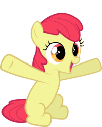 Size: 6000x7504 | Tagged: safe, artist:tamalesyatole, edit, editor:slayerbvc, vector edit, apple bloom, earth pony, pony, g4, absurd resolution, accessory-less edit, female, filly, hugs needed, missing accessory, simple background, sitting, solo, transparent background, vector