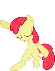 Size: 6145x8000 | Tagged: safe, artist:floppychiptunes, edit, editor:slayerbvc, vector edit, apple bloom, earth pony, pony, g4, absurd resolution, accessory-less edit, bipedal, dancing, female, filly, missing accessory, simple background, solo, transparent background, vector