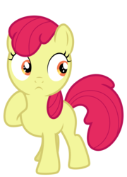 Size: 4028x5589 | Tagged: safe, artist:estories, edit, editor:slayerbvc, vector edit, apple bloom, earth pony, pony, g4, absurd resolution, accessory-less edit, female, filly, missing accessory, raised hoof, solo, vector