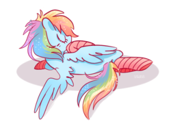 Size: 580x420 | Tagged: safe, artist:pinkablue, rainbow dash, pegasus, pony, g4, clothes, female, socks, solo, striped socks