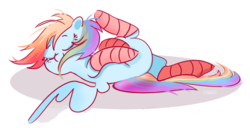 Size: 780x400 | Tagged: safe, artist:pinkablue, rainbow dash, pegasus, pony, g4, clothes, female, socks, solo, striped socks