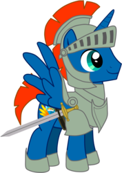 Size: 2066x2922 | Tagged: safe, artist:shadymeadow, oc, oc only, oc:hyper wing, alicorn, pony, armor, high res, male, simple background, solo, stallion, sword, transparent background, weapon