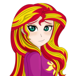Size: 7357x7473 | Tagged: safe, artist:anonix123, sunset shimmer, equestria girls, g4, absurd resolution, clothes, cutie mark on clothes, female, human coloration, pajamas, simple background, smiling, solo, transparent background