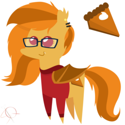 Size: 10417x10417 | Tagged: safe, artist:scarlet-quiver, derpibooru exclusive, oc, oc only, oc:pumpkin spice, bat pony, pony, absurd resolution, bat pony oc, cutie mark, female, glasses, pointy ponies, simple background, smiling, solo, transparent background, vector