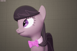 Size: 720x480 | Tagged: safe, artist:fishimira, octavia melody, earth pony, pony, g4, 3d, animated, blinking, bowtie, cute, female, gif, looking at you, mare, smiling, smirk, solo, source filmmaker, stage.bsp, tavibetes, turned head