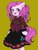 Size: 768x1024 | Tagged: dead source, safe, artist:mi_mi_mi_0820, pinkie pie, earth pony, semi-anthro, g4, arm hooves, clothes, cute, diapinkes, dress, female, mare, simple background, solo, yellow background