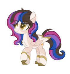 Size: 1600x1697 | Tagged: safe, artist:sparkledashyt, oc, oc only, oc:sam (sparkledashyt), pegasus, pony, blaze (coat marking), chest fluff, coat markings, colored hooves, colored wings, colored wingtips, eye clipping through hair, facial markings, female, folded wings, golden eyes, mare, multicolored wings, pale belly, raised hoof, simple background, socks (coat markings), solo, standing, transparent background, wings