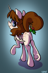 Size: 1680x2530 | Tagged: safe, artist:littledogwoman, oc, oc only, oc:faerie, alicorn, pony, christmas, freckles, holiday, holly, holly mistaken for mistletoe, solo, sultry pose, wings