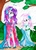 Size: 1364x1899 | Tagged: safe, artist:liaaqila, rarity, sweetie belle, equestria girls, g4, make new friends but keep discord, my little pony: friendship is magic, clothes, commission, dress, female, gala dress, high heels, makeup, rain, running makeup, shoes, siblings, sisters, traditional art, wet, wet hair