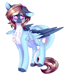 Size: 1863x2191 | Tagged: safe, artist:honeybbear, oc, oc only, oc:blossomed aqua, pegasus, pony, female, mare, simple background, solo, transparent background, two toned wings