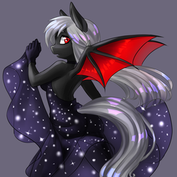 Size: 2000x2000 | Tagged: safe, artist:di-dash, oc, oc only, oc:dusty fang, bat pony, anthro, anthro oc, bat pony oc, clothes, dress, female, gloves, high res, solo, ych result