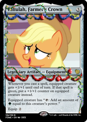 Size: 375x523 | Tagged: safe, edit, applejack, best gift ever, g4, triple pony dare ya, applejack's hat, ccg, christmas, christmas lights, cowboy hat, hat, holiday, magic the gathering, ornament, tinsel, trading card, trading card edit