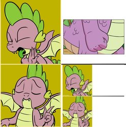 Size: 1013x1024 | Tagged: safe, artist:pony-berserker, spike, dragon, g4, drake, exploitable meme, hotline bling, male, meme, memeception, spike's fist