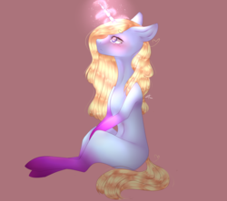 Size: 2743x2439 | Tagged: safe, artist:sovbean, oc, oc only, oc:rivia, pony, unicorn, female, high res, magic, mare, simple background, sitting, solo