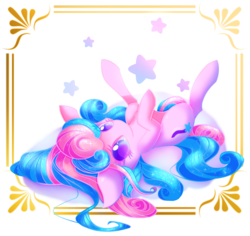 Size: 940x887 | Tagged: safe, artist:miniaru, oc, oc only, oc:nova starburst, pony, cute, female, gift art, looking at you, mare, ocbetes, solo