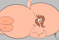 Size: 3496x2362 | Tagged: safe, artist:taurson, oc, oc only, oc:bagel, oc:coffee, pegasus, pony, unicorn, anatomically incorrect, antlers, female, high res, huge butt, hyper butt, impossibly large butt, large butt, macro, male, micro
