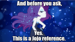 Size: 623x351 | Tagged: safe, rarity, equestria girls, g4, my little pony equestria girls: better together, the other side, hellsing ultimate abridged, jojo pose, jojo's bizarre adventure, meme, text
