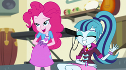 Size: 2000x1122 | Tagged: safe, edit, edited screencap, editor:ktd1993, screencap, pinkie pie, sonata dusk, equestria girls, equestria girls specials, g4, my little pony equestria girls: dance magic, my little pony equestria girls: rainbow rocks, female, lesbian, ship:pinata, shipping