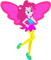 Size: 521x611 | Tagged: safe, artist:selenaede, artist:user15432, pinkie pie, fairy, equestria girls, g4, artificial wings, augmented, barely eqg related, base used, clothes, crossover, ear piercing, earring, element of laughter, fairy tale, fairy wings, fairyized, flower, good fairy, jewelry, magic, magic wand, magic wings, necklace, piercing, pink wings, ponied up, shoes, sleeping beauty, solo, wand, winged humanization, wings