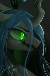 Size: 538x815 | Tagged: safe, artist:dreamsugar, queen chrysalis, changeling, changeling queen, g4, creepy, female, smiling, solo