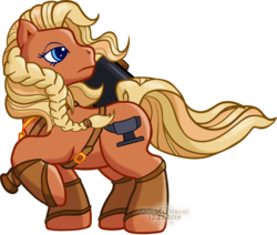 Size: 1024x867 | Tagged: safe, artist:anscathmarcach, oc, oc only, dwarf, pony, g3, commission, crossover, ponified, simple background, solo, transparent background, weapon