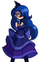 Size: 631x1000 | Tagged: safe, artist:kurus22, princess luna, human, g4, clothes, crown, dress, female, human coloration, humanized, jewelry, looking at you, regalia, simple background, solo, transparent background