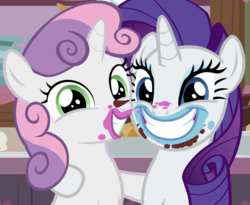 Size: 880x720 | Tagged: safe, screencap, rarity, sweetie belle, pony, unicorn, forever filly, g4, cropped, cute, diasweetes, female, rarara, raribetes, siblings, sisters, smiling
