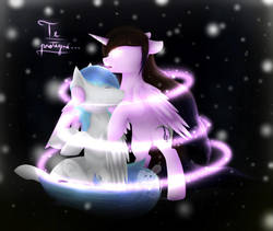Size: 1024x866 | Tagged: safe, artist:nekoremilia1, oc, oc only, oc:ice storm, oc:moonlight sonata, alicorn, pony, unicorn, couple, glowing, simple background, solo