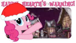 Size: 3495x2000 | Tagged: safe, artist:ace play, pinkie pie, earth pony, pony, g4, christmas, female, hat, high res, holiday, ponyville, santa hat, solo, vector