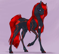 Size: 900x829 | Tagged: safe, artist:dementra369, oc, oc only, oc:obsidian blossom, crystal pony, earth pony, pony, crystal, female, mare, red and black oc, solo