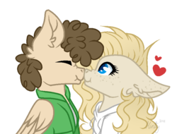 Size: 766x582 | Tagged: safe, artist:mintoria, oc, oc only, oc:dusty, pegasus, pony, boop, female, male, mare, noseboop, simple background, stallion, transparent background