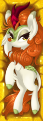 Size: 1024x2882 | Tagged: safe, artist:okapifeathers, autumn blaze, kirin, g4, sounds of silence, body pillow, body pillow design, female, looking at you, smiling, solo